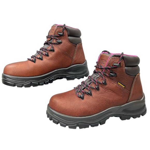 AdTec NWOB Women's Brown Waterproof Leather Cap Toe Work Boots Size 7 - Picture 1 of 12